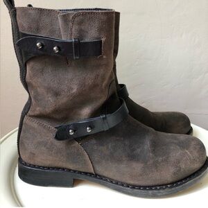 Rag & Bone Waxed Calfskin Suede Moto boots